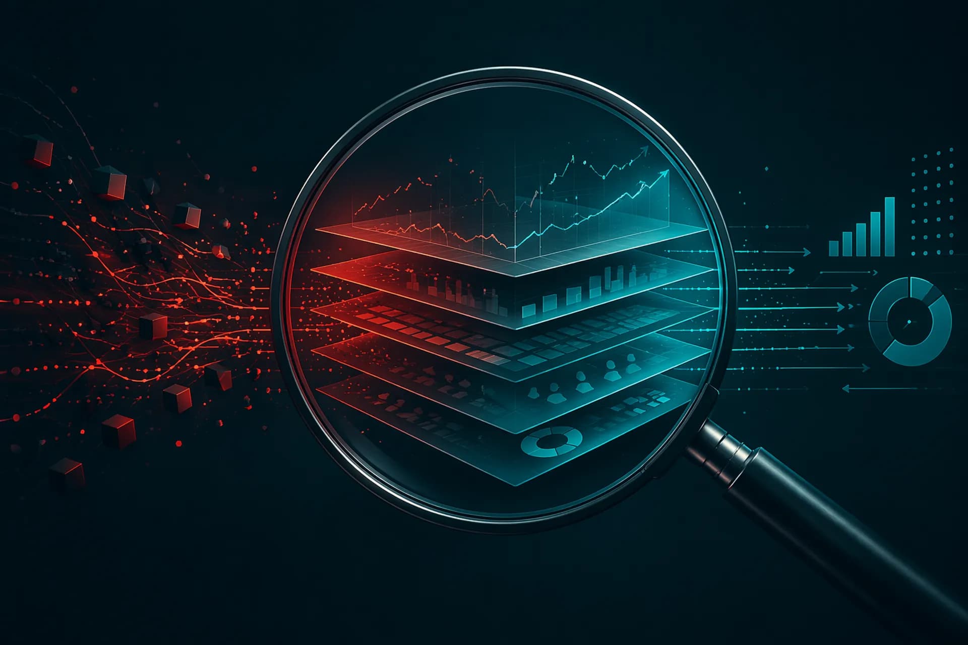 Magnifier over layered analytics – WeAdU audit hero
